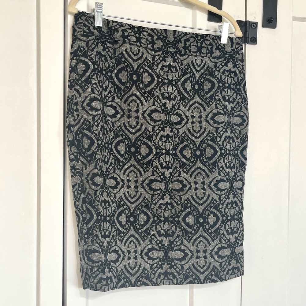 Ann Taylor Black Over Gray Velvet-texture Pencil Skirt Lined Size 10 - Picture 10 of 13